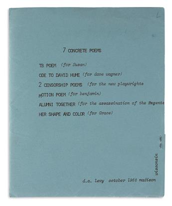 LEVY, D.A. 7 Concrete Poems / Concrete Poems / Electric Greek Poems (for Bob Gabriner).